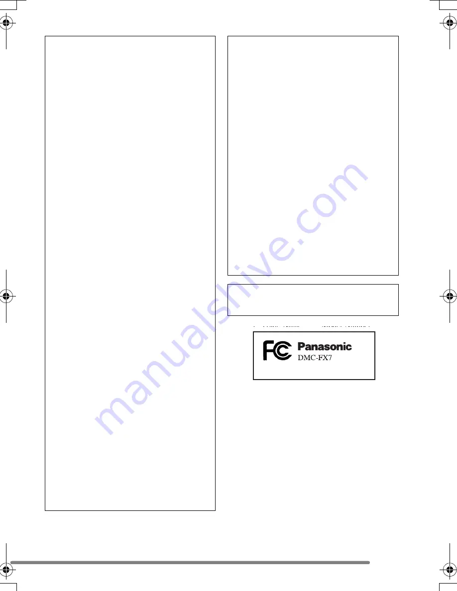 Panasonic Lumix DMC-FX7 Operating Instructions Manual Download Page 3