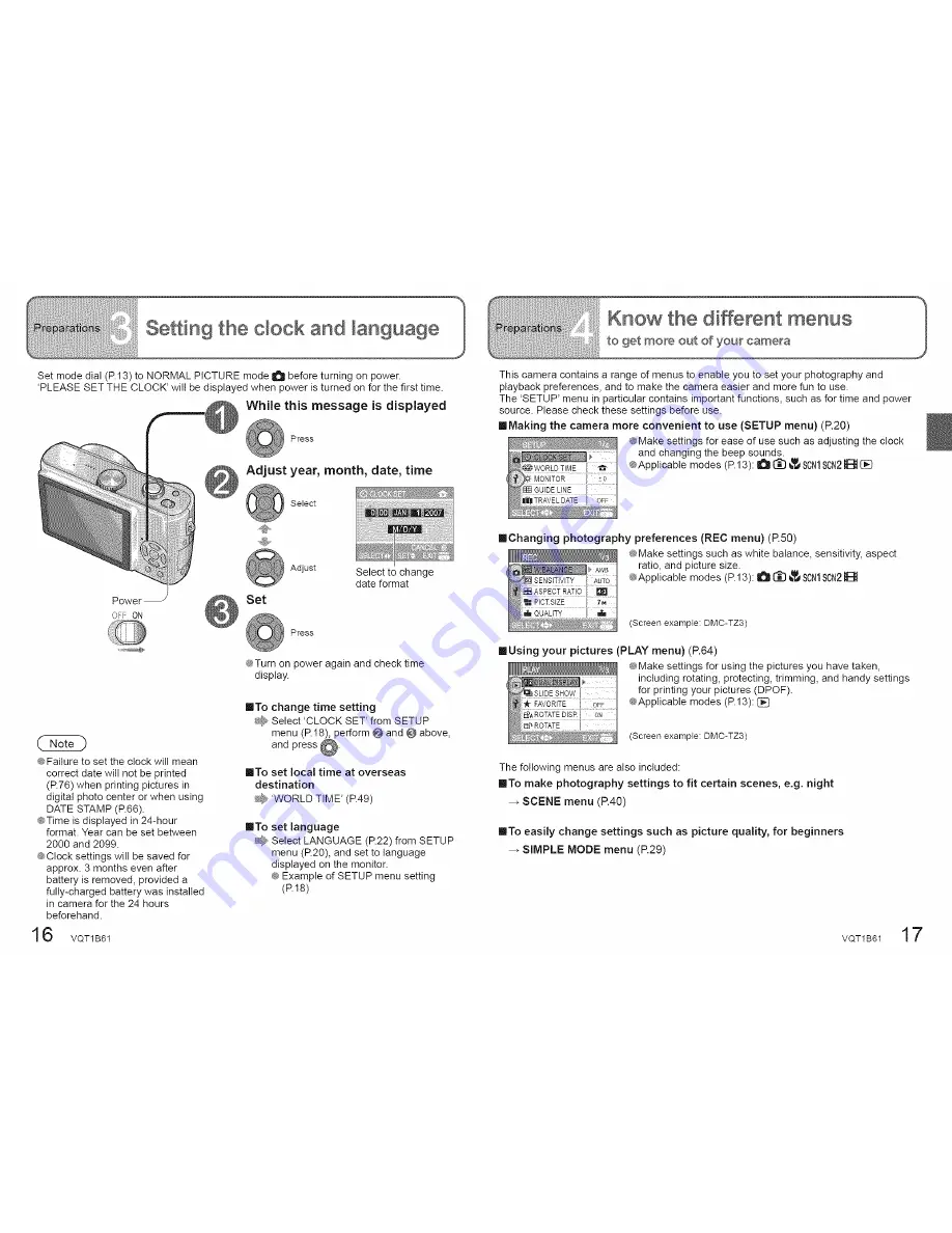 Panasonic Lumix DMC-TZ3 Operating Instructions Manual Download Page 9