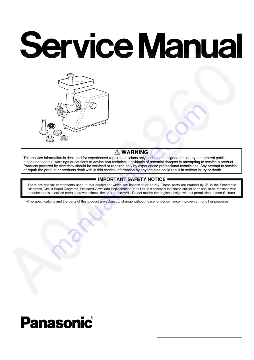 Panasonic MK-ZJ3500KTN Service Manual Download Page 1