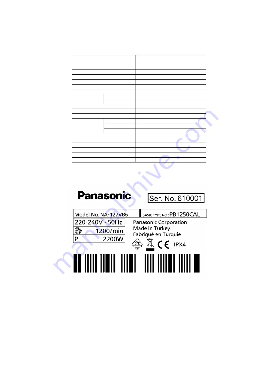 Panasonic NA-127VB6WSR Service Manual Download Page 3