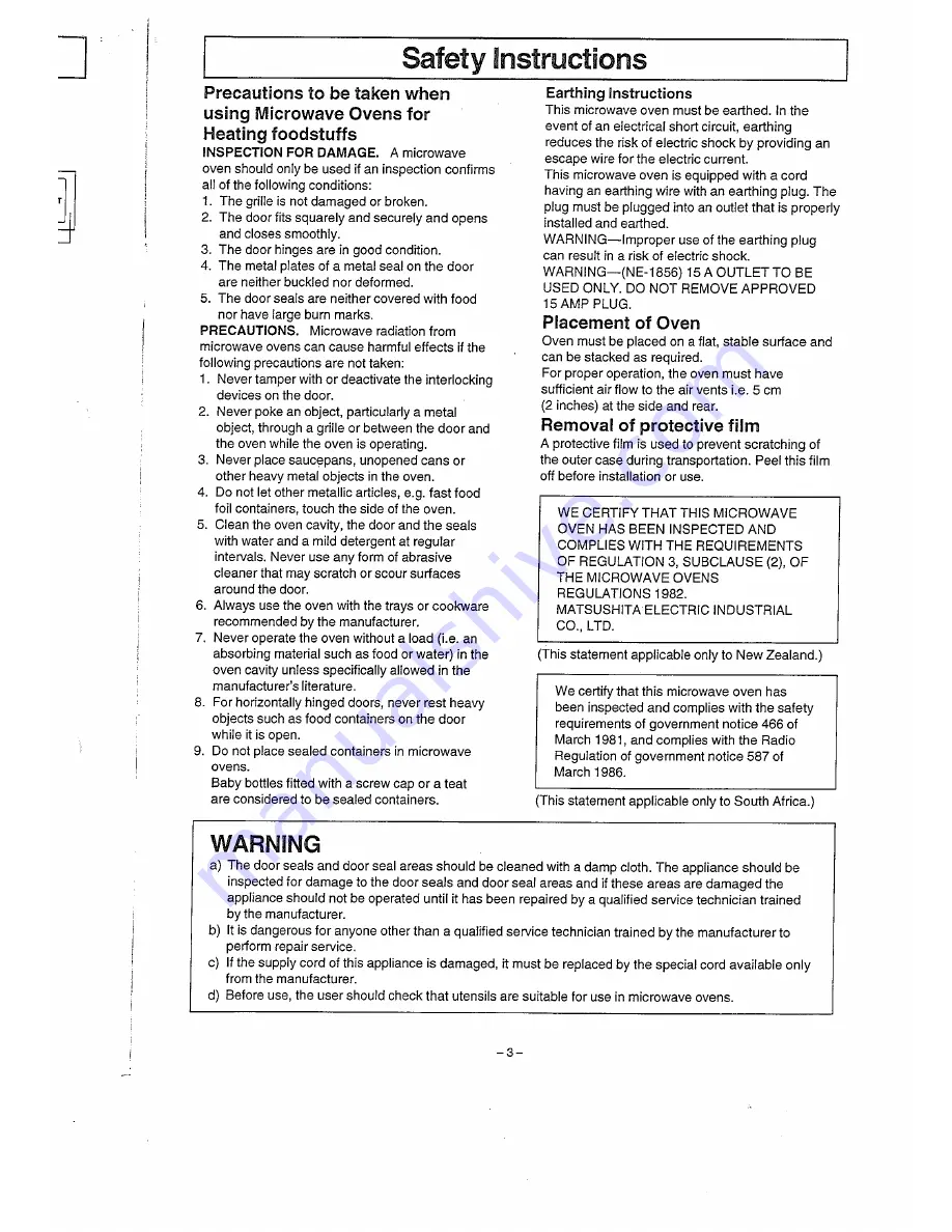 Panasonic NE-1856 Скачать руководство пользователя страница 3