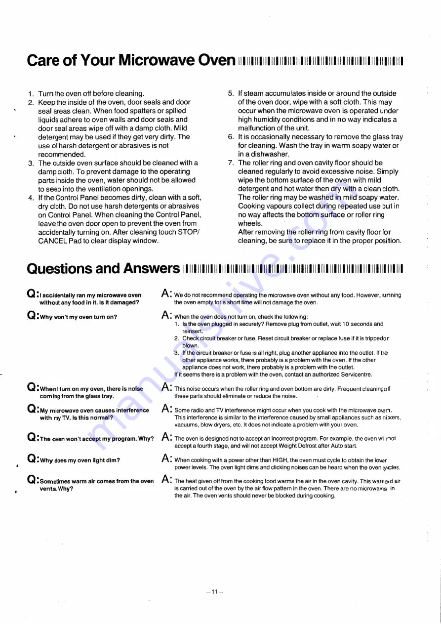 Panasonic NN-6507 Operating Instructions Manual Download Page 11