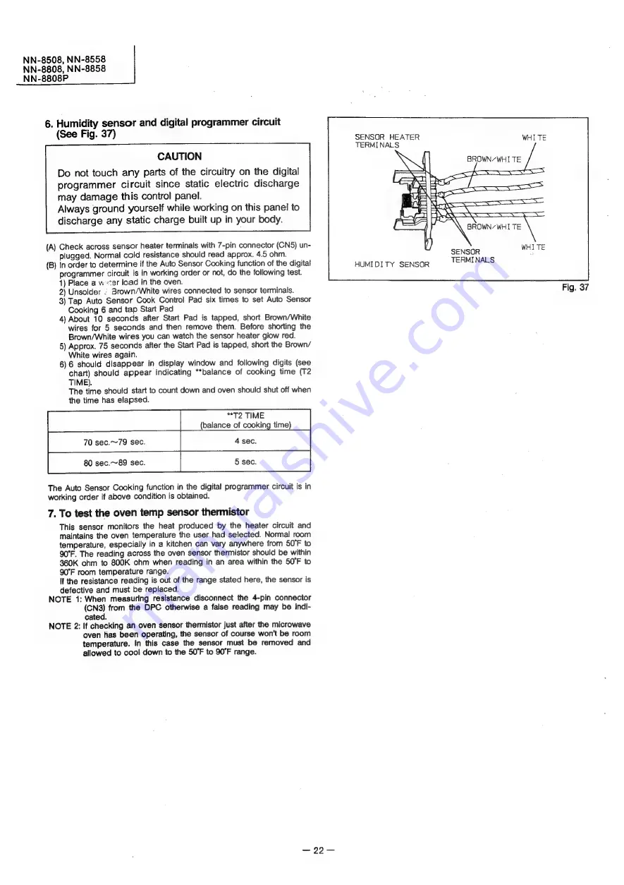 Panasonic NN-8508 Service Manual Download Page 22