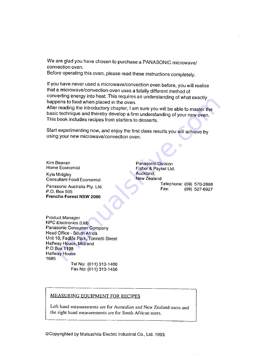 Panasonic NN-9853 Operation Manual Download Page 2