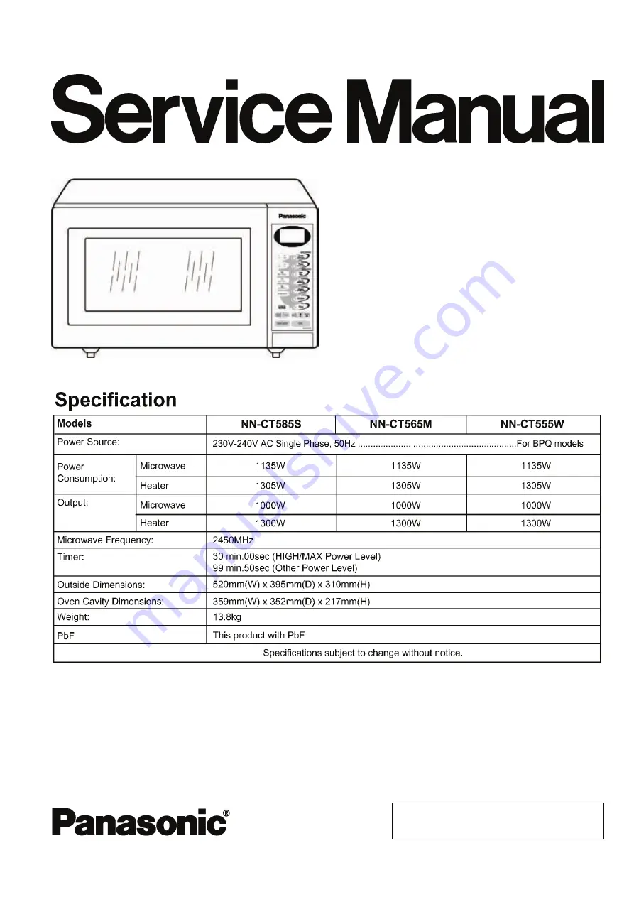 Panasonic NN-CT585S Service Manual Download Page 1