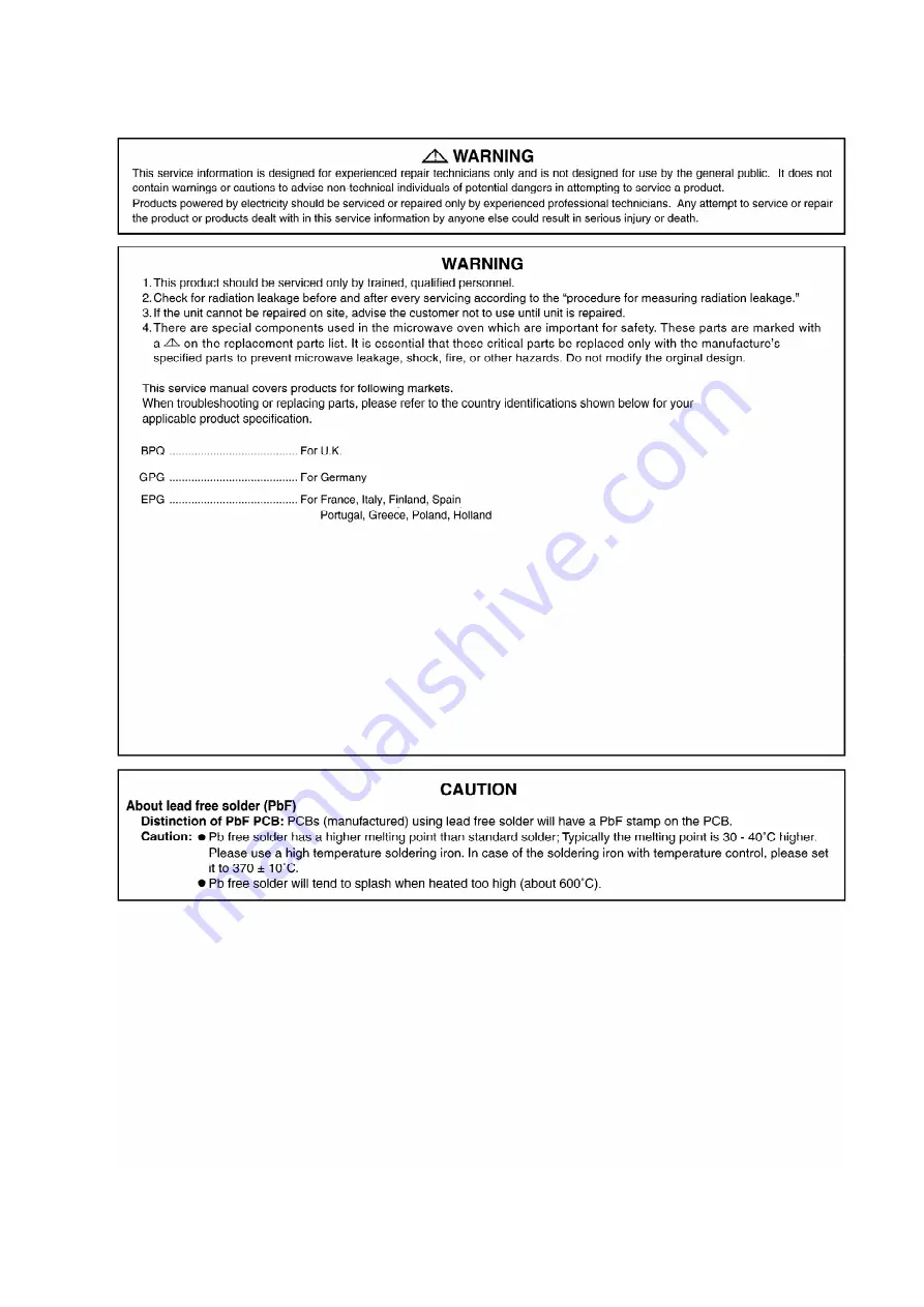 Panasonic NN-GD566M Service Manual Download Page 37