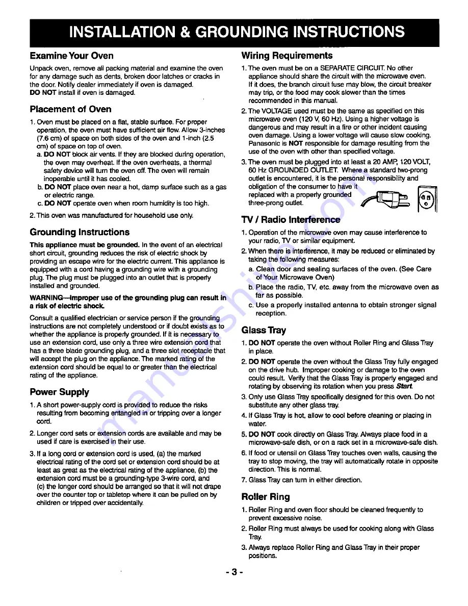 Panasonic NN-S559WA Operating Instructions Manual Download Page 5