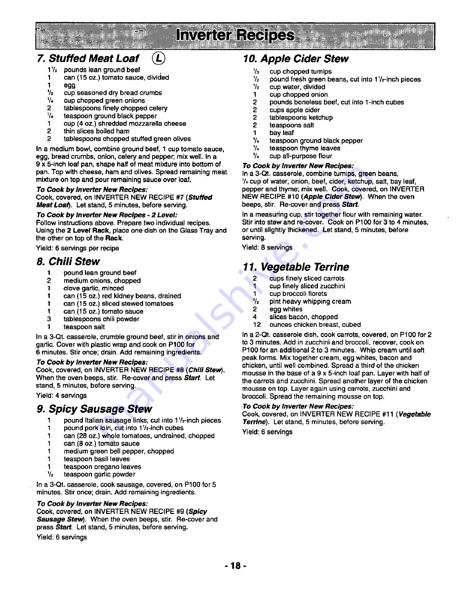 Panasonic NN-S989BA Operating Instructions Manual Download Page 20