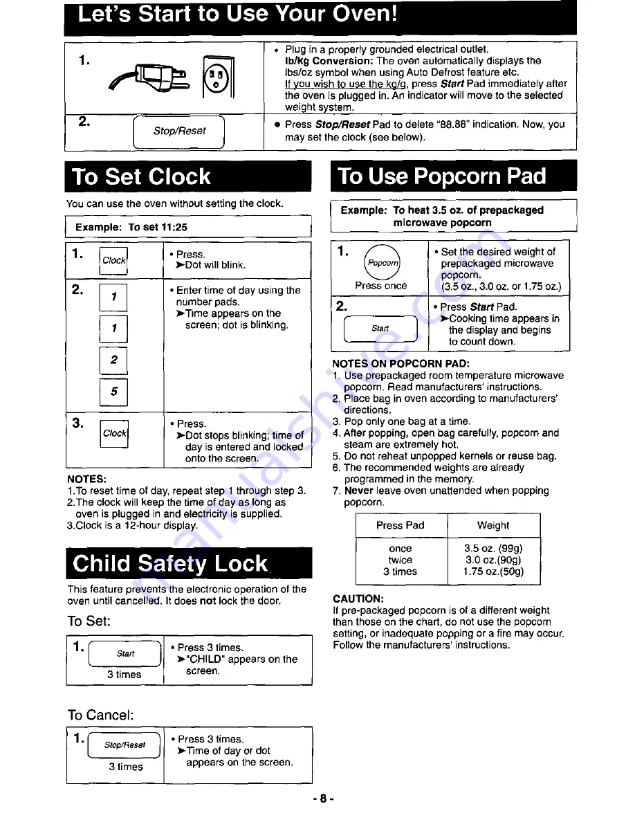 Panasonic NNS547 - MICROWAVE Operating Instructions Manual Download Page 10