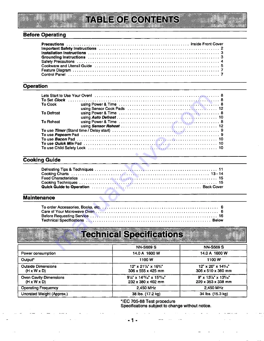 Panasonic NNS569BAS Скачать руководство пользователя страница 3