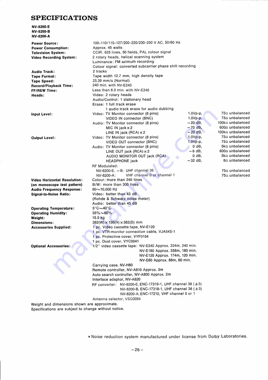 Panasonic NV-8200 Operating Instructions Manual Download Page 27