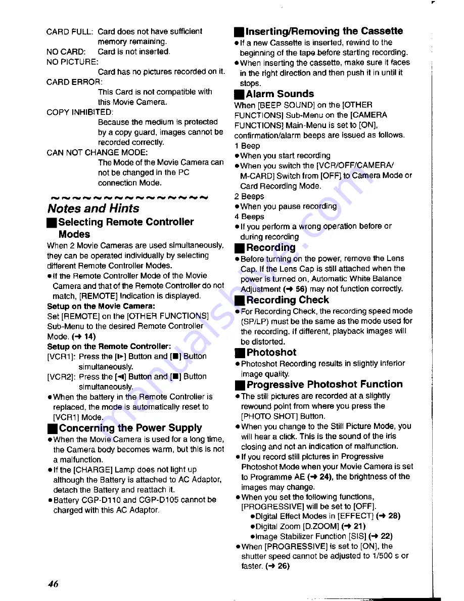 Panasonic NV-DS60A Operating Instructions Manual Download Page 46