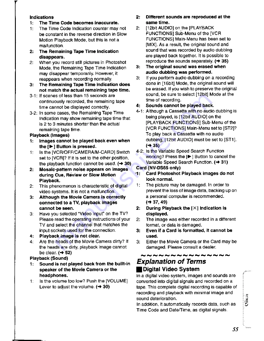 Panasonic NV-DS60A Operating Instructions Manual Download Page 55