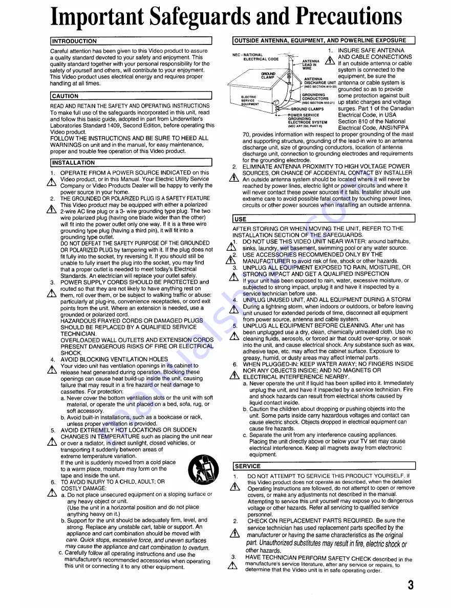 Panasonic OmniVision PV-M2776 Operating Instructions Manual Download Page 3