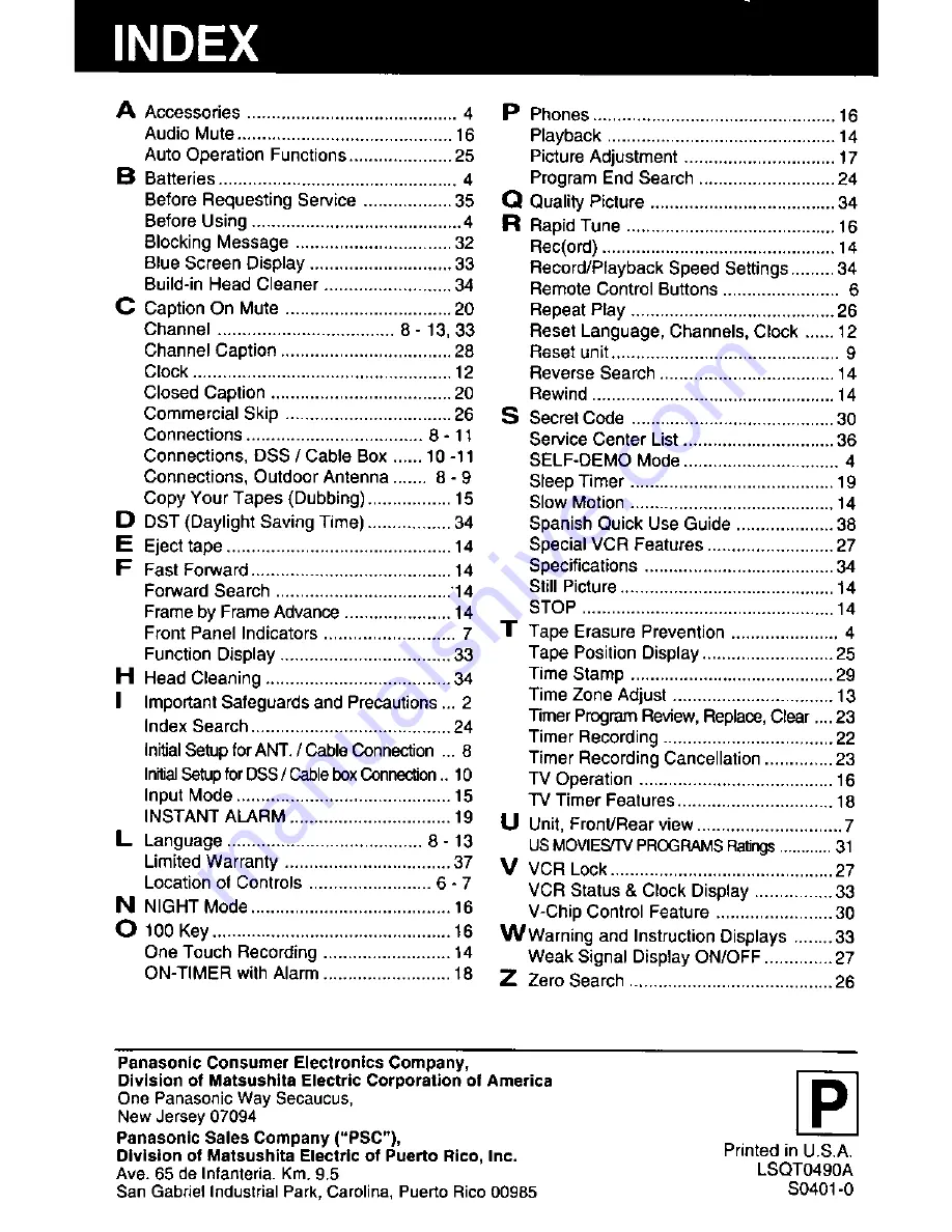 Panasonic OmniVision PV-Q1311W User Manual Download Page 40