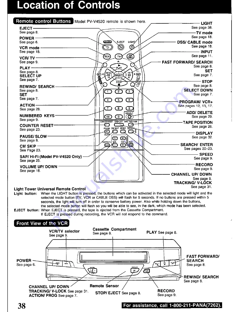 Panasonic Omnivision PV-V4520 Operating Manual Download Page 38