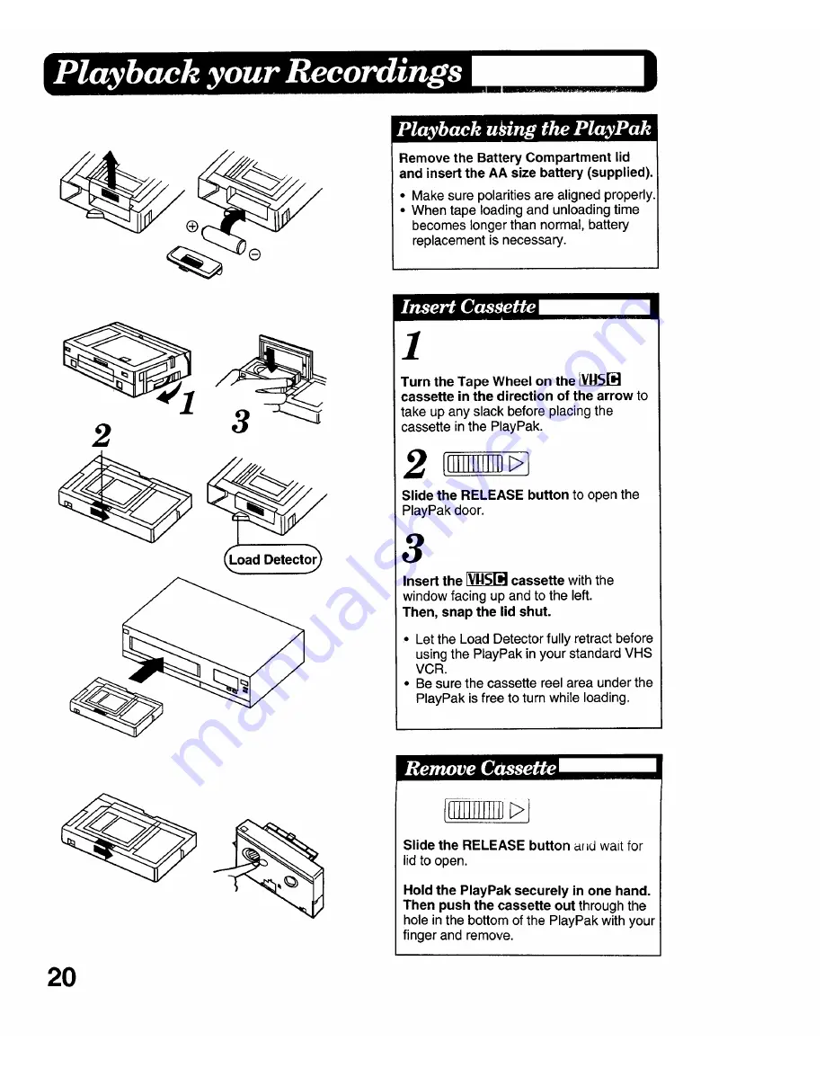 Panasonic Palmcorder IQ PV-IQ604 Operating Instructions Manual Download Page 20