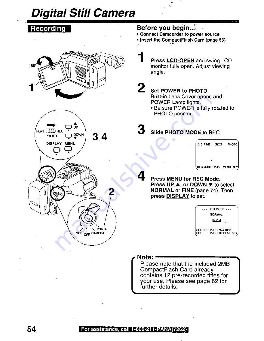 Panasonic Palmcorder Palmsight PV-L859 Operating Manual Download Page 54