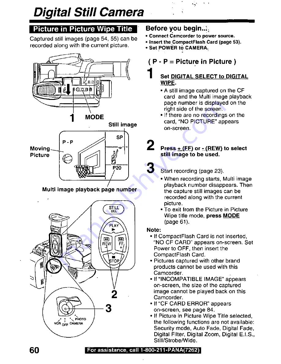 Panasonic Palmcorder Palmsight PV-L859 Operating Manual Download Page 60