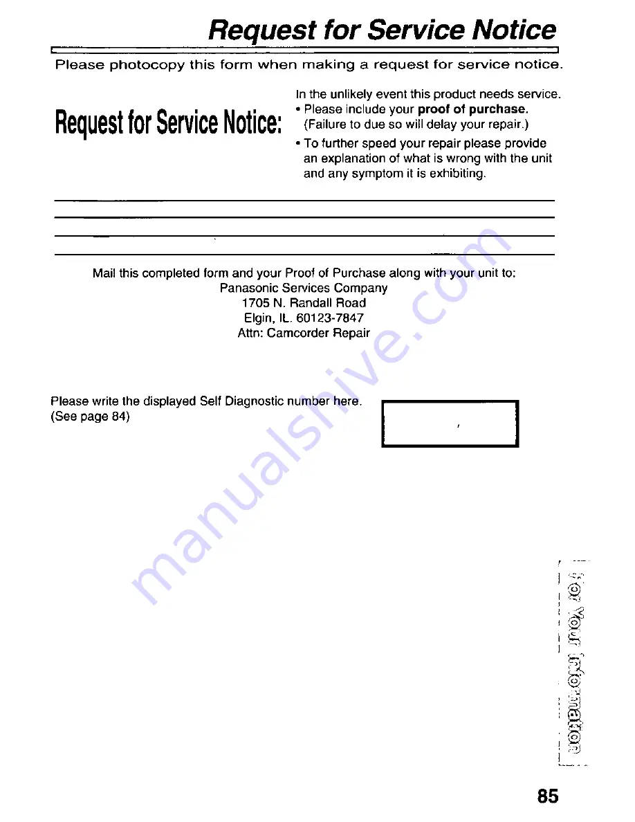 Panasonic Palmcorder Palmsight PV-L859 Operating Manual Download Page 85