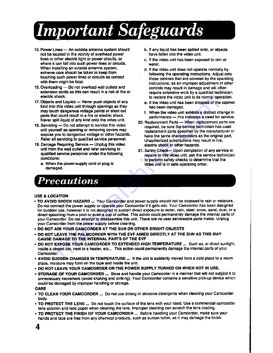 Panasonic Palmcorder PV-A226 User Manual Download Page 4