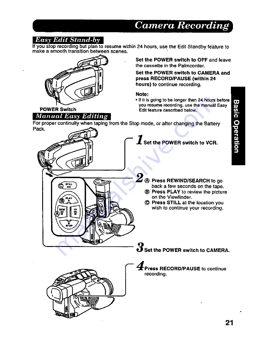 Panasonic Palmcorder PV-A226 User Manual Download Page 21