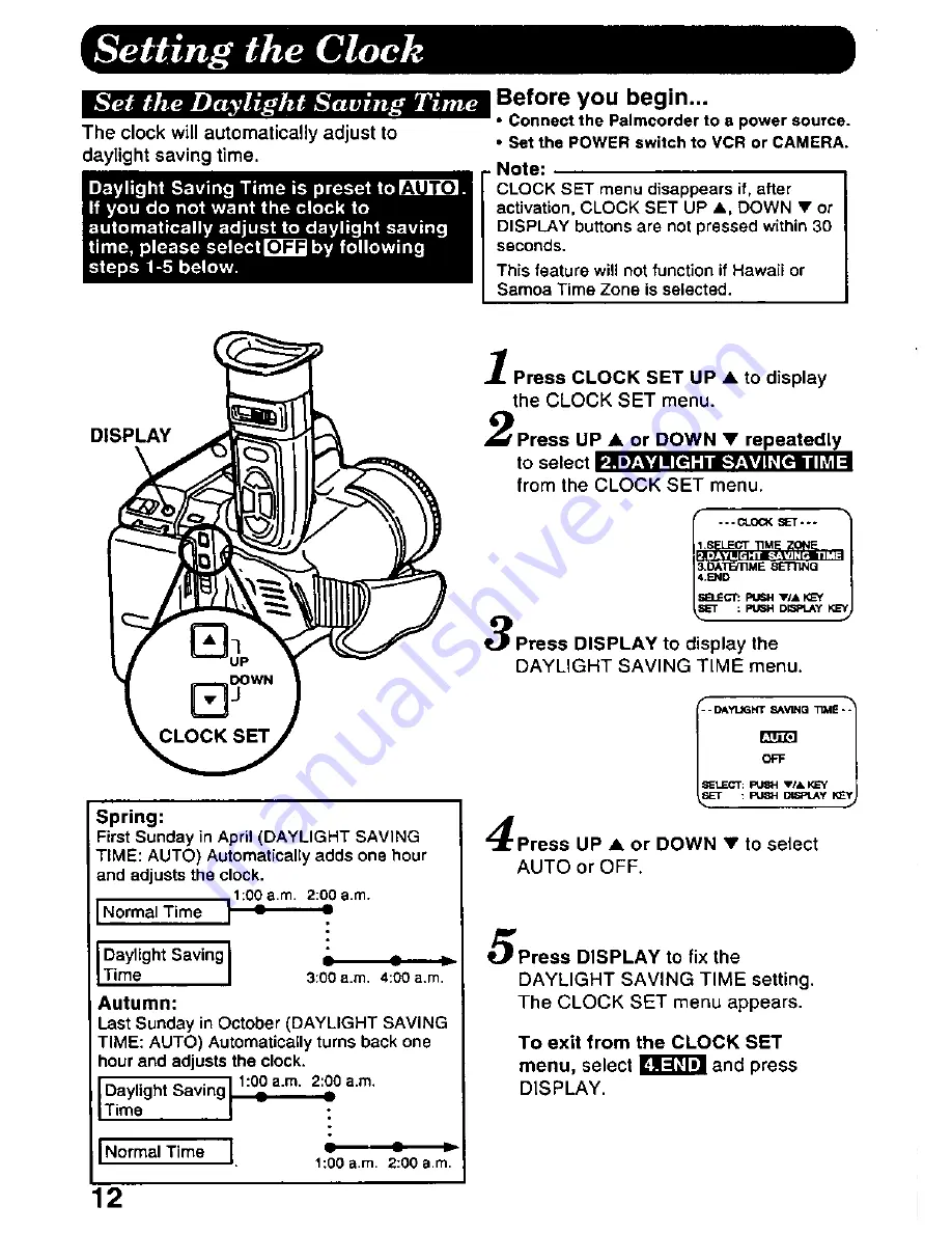 Panasonic Palmcorder PV-A296 User Manual Download Page 12