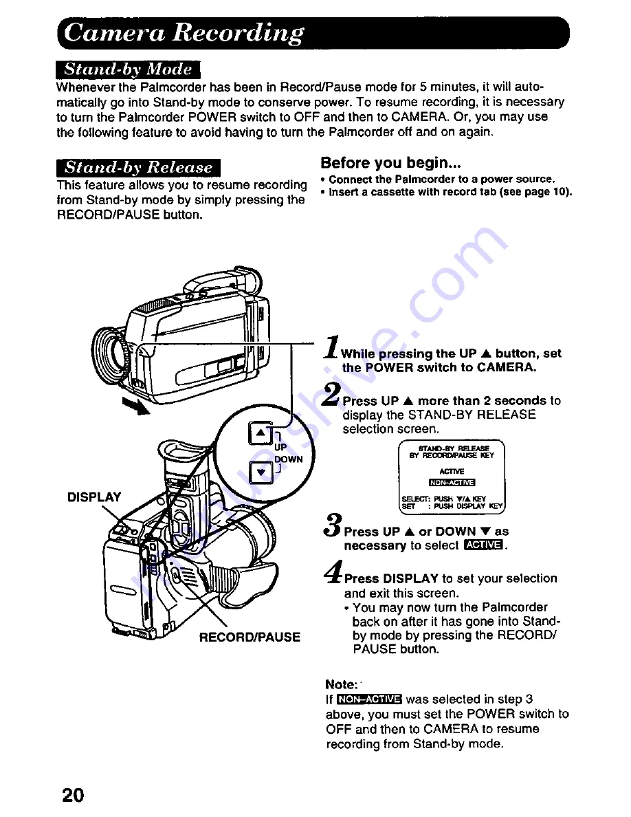 Panasonic Palmcorder PV-A296 User Manual Download Page 20