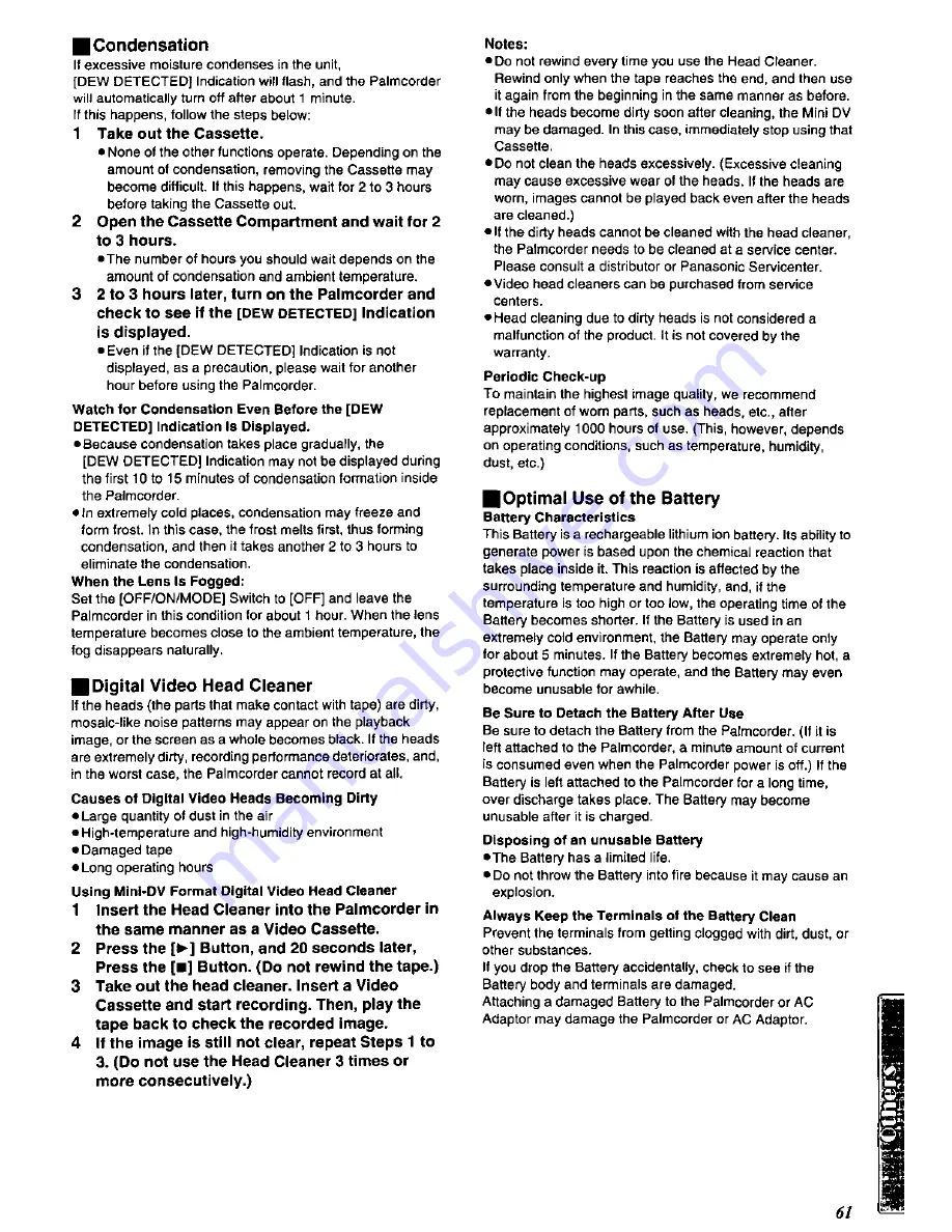 Panasonic Palmcorder PV-DC152 User Manual Download Page 61