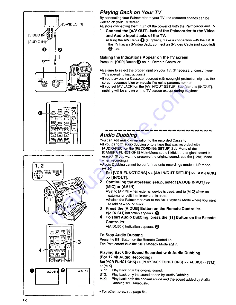 Panasonic Palmcorder PV-DC352 Скачать руководство пользователя страница 36