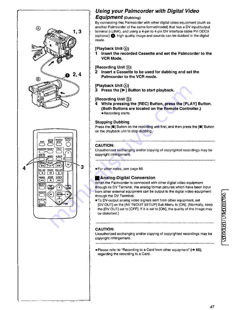 Panasonic Palmcorder PV-DC352 Скачать руководство пользователя страница 47