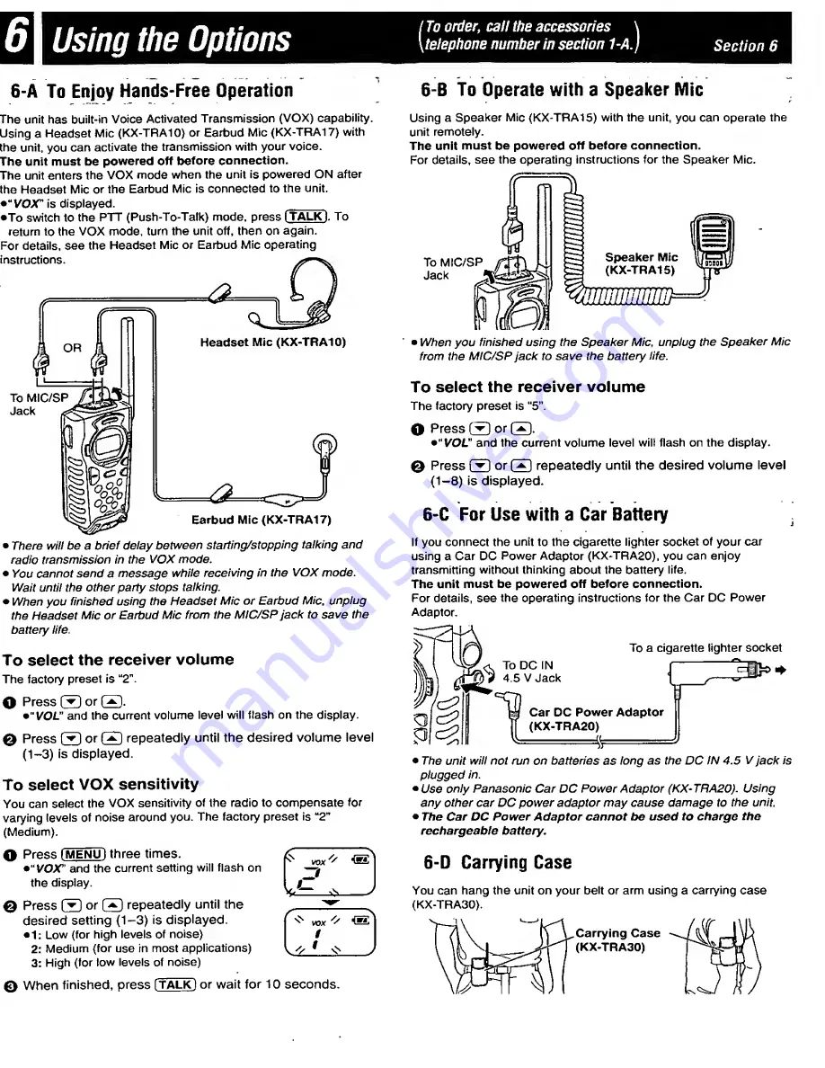 Panasonic PalmLink KX-TR320B Operating Instructions Manual Download Page 7