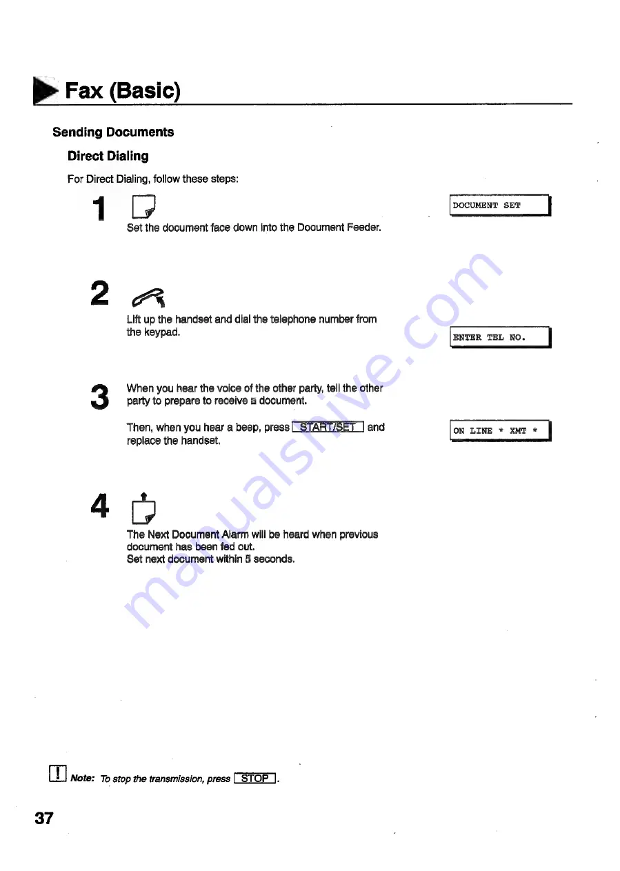 Panasonic Panafax UF-S2 User Manual Download Page 38