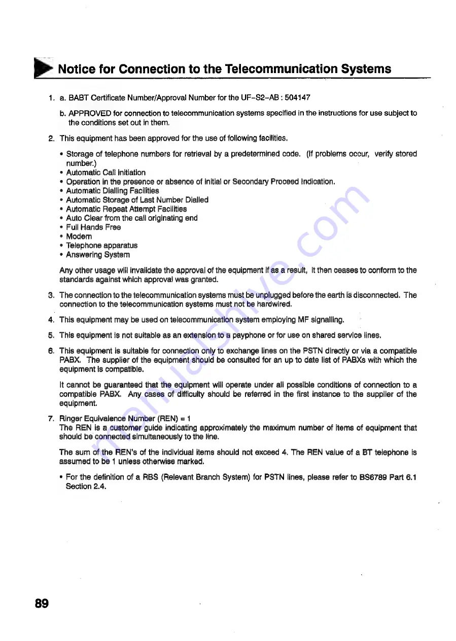 Panasonic Panafax UF-S2 User Manual Download Page 90