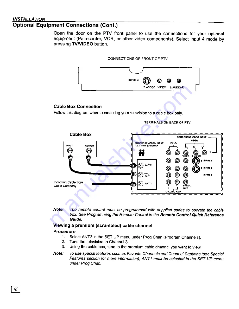 Panasonic PT-56SX30 Operating Manual Download Page 8