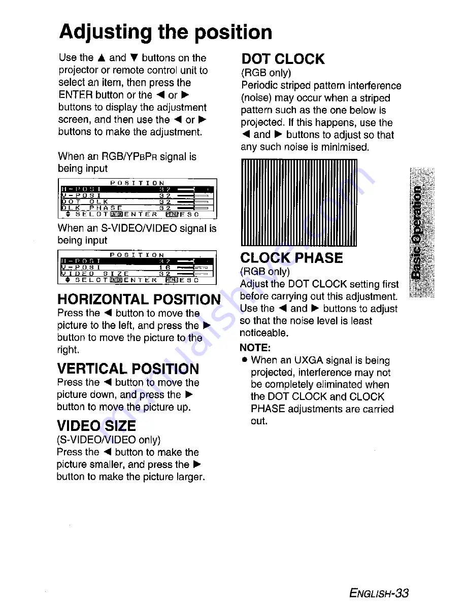 Panasonic PT-L711E Operating Instructions Manual Download Page 33