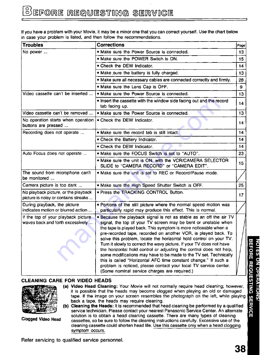 Panasonic PV-530D Operating Instructions Manual Download Page 39