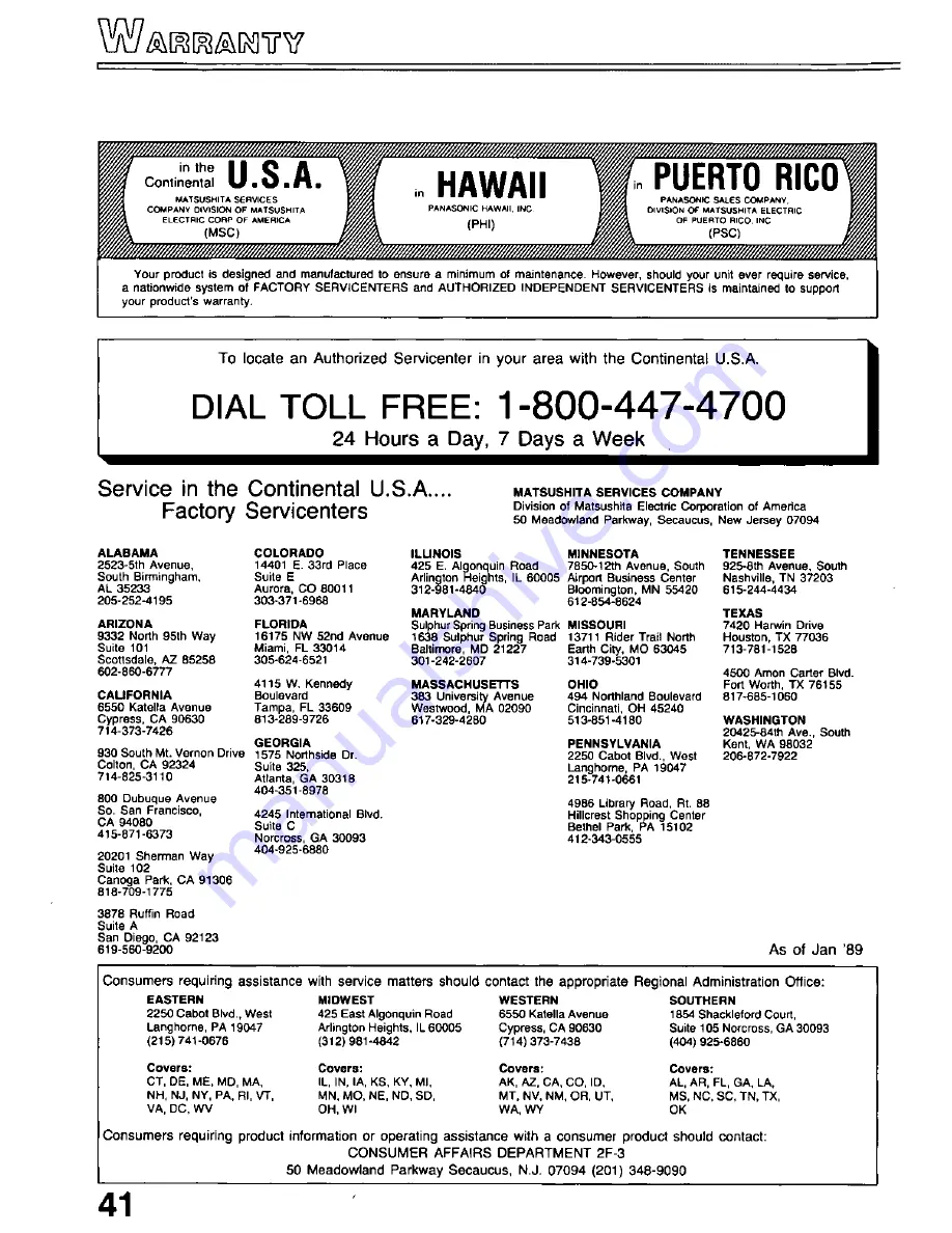 Panasonic PV-530D Operating Instructions Manual Download Page 42