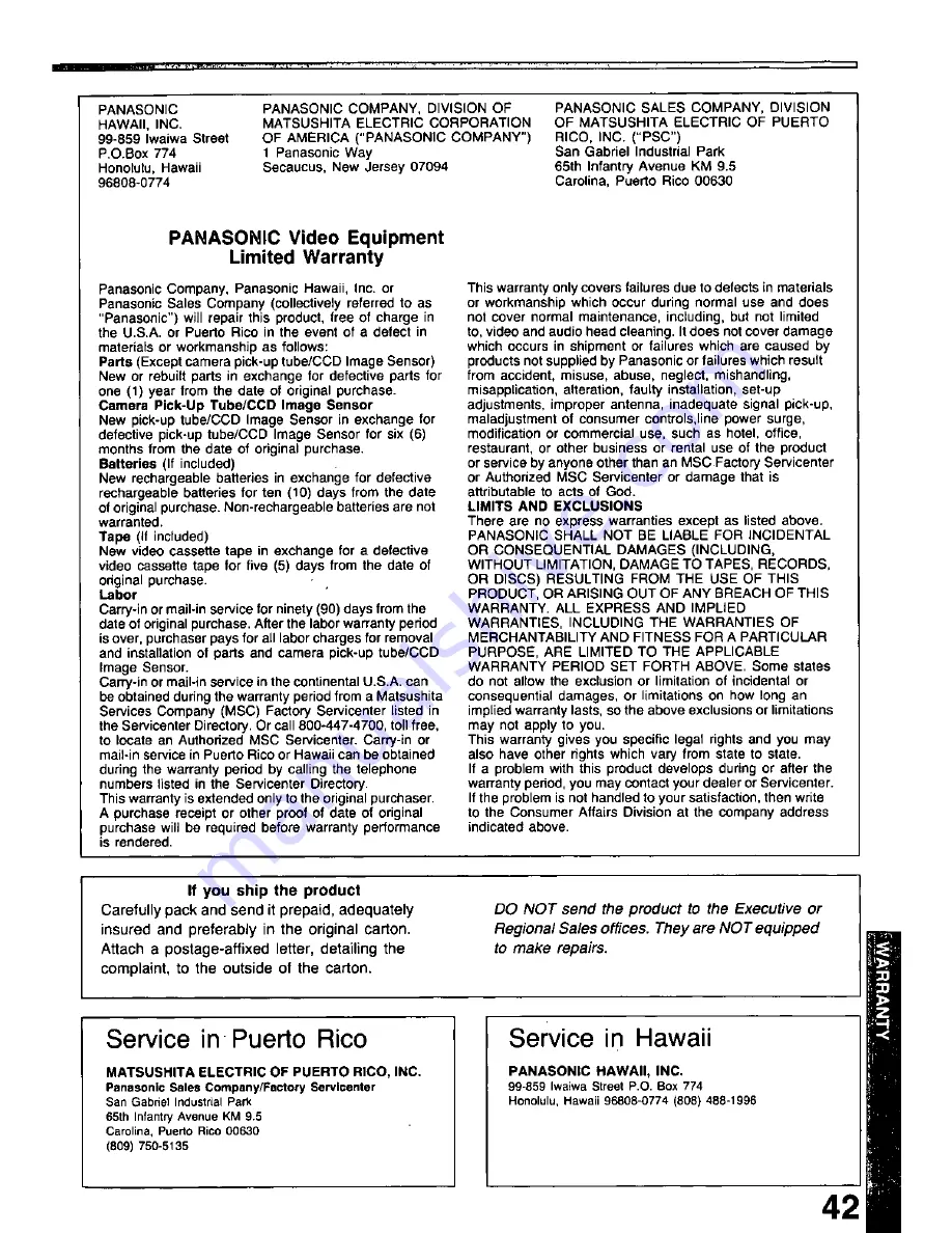 Panasonic PV-530D Operating Instructions Manual Download Page 43