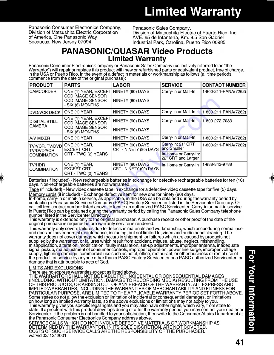 Panasonic PV-L352 Operating Manual Download Page 41