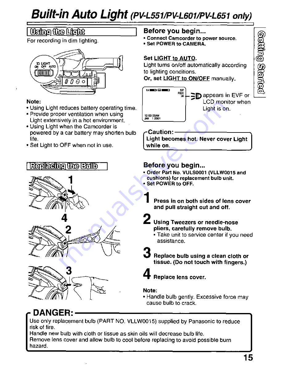 Panasonic PV-L651 Operating Manual Download Page 15