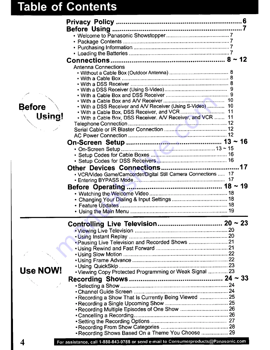 Panasonic PVSS2710 - TV/HDR COMBO Operating Manual Download Page 4