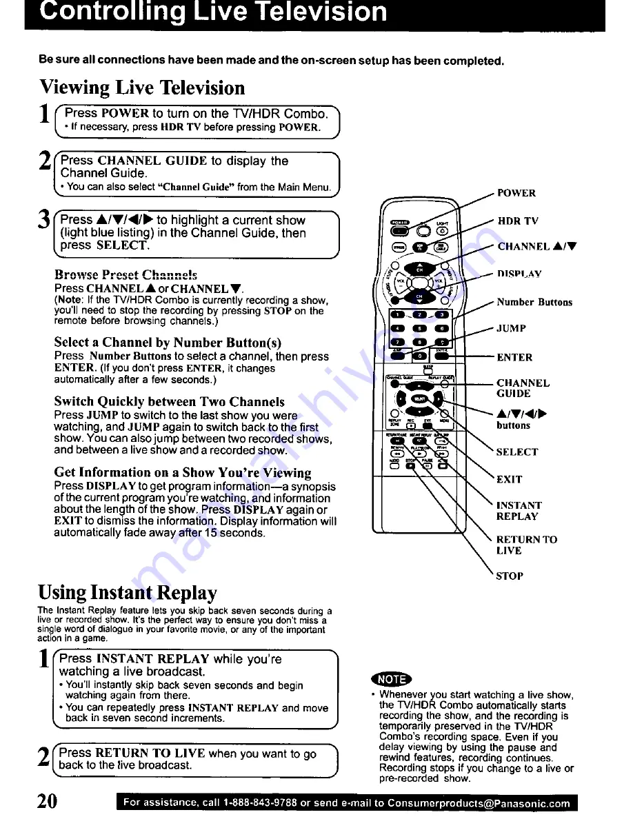 Panasonic PVSS2710 - TV/HDR COMBO Operating Manual Download Page 20