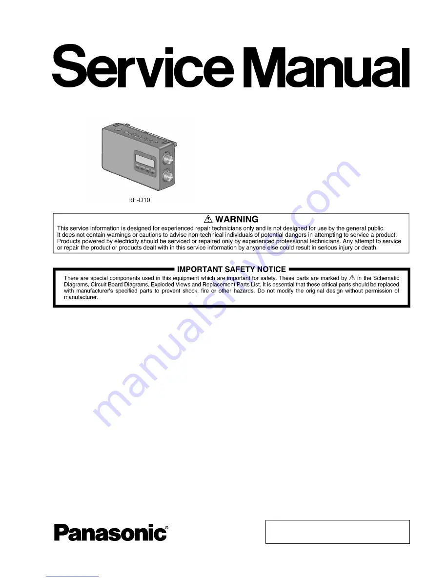 Panasonic RF-D10EG Service Manual Download Page 1