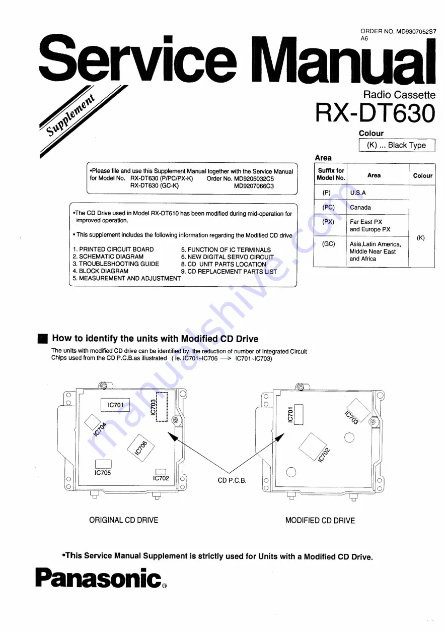 Panasonic RXDT630 Скачать руководство пользователя страница 1