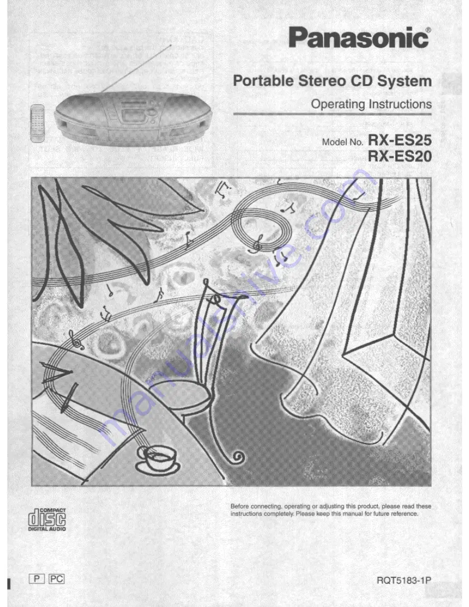 Panasonic RXES25 - RADIO CASSETTE W/CD Скачать руководство пользователя страница 1