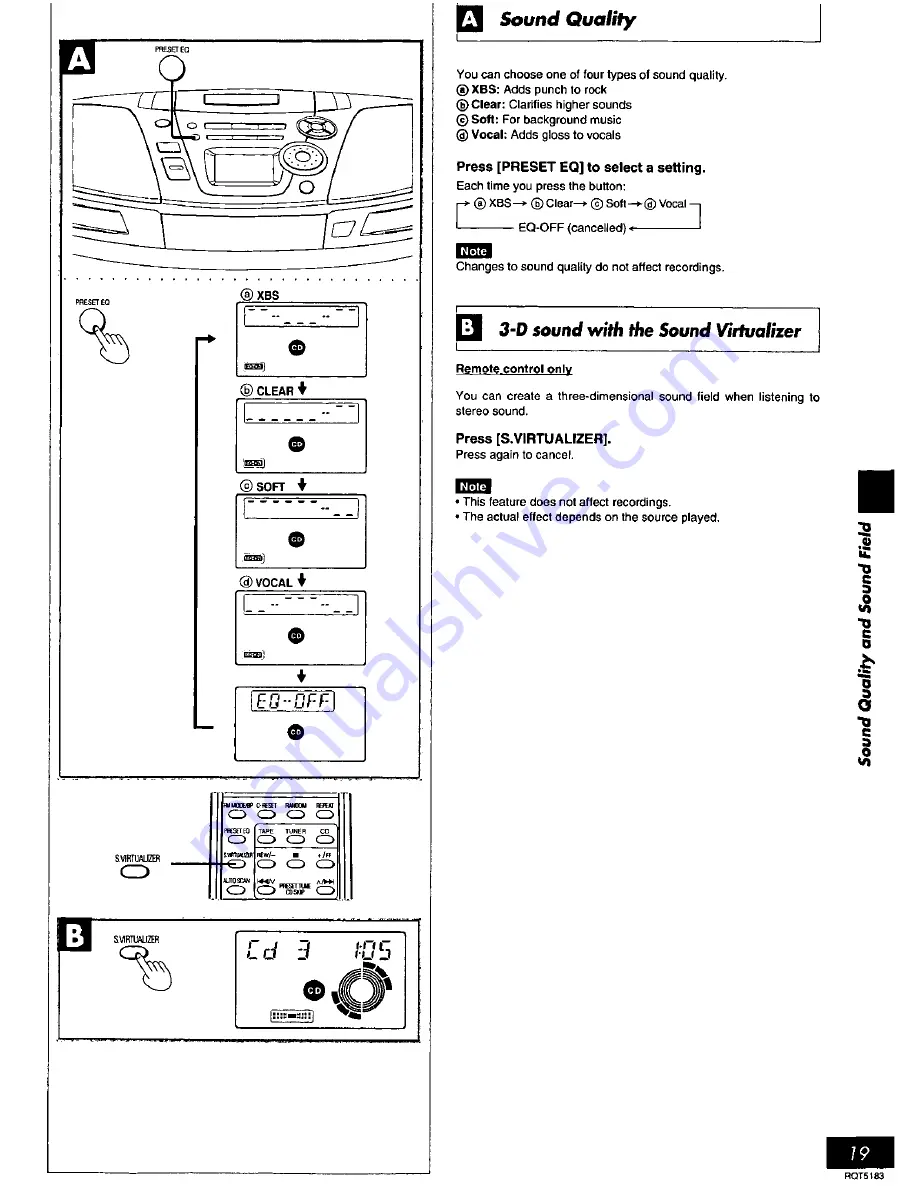 Panasonic RXES25 - RADIO CASSETTE W/CD Operating Instructions Manual Download Page 19