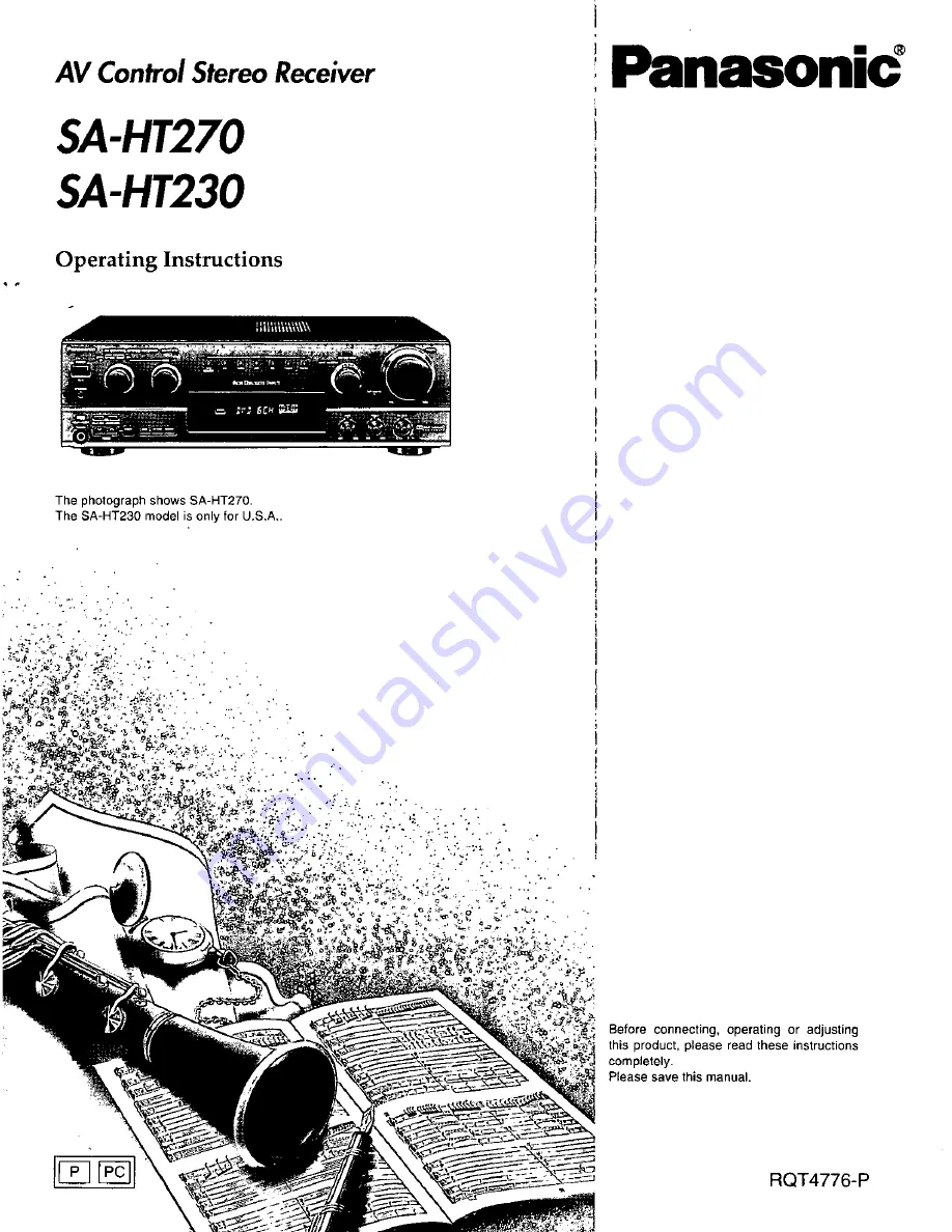 Panasonic SAHT270 - RECEIVER Operating Instructions Manual Download Page 1