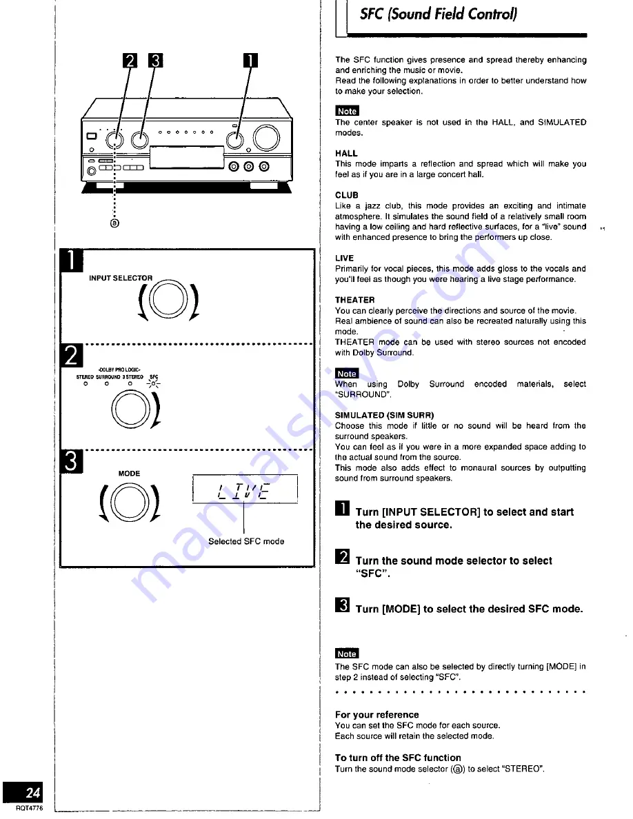 Panasonic SAHT270 - RECEIVER Operating Instructions Manual Download Page 24