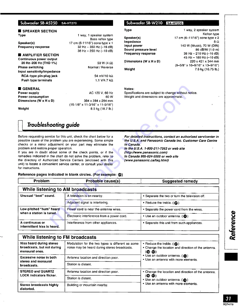 Panasonic SAHT270 - RECEIVER Operating Instructions Manual Download Page 31